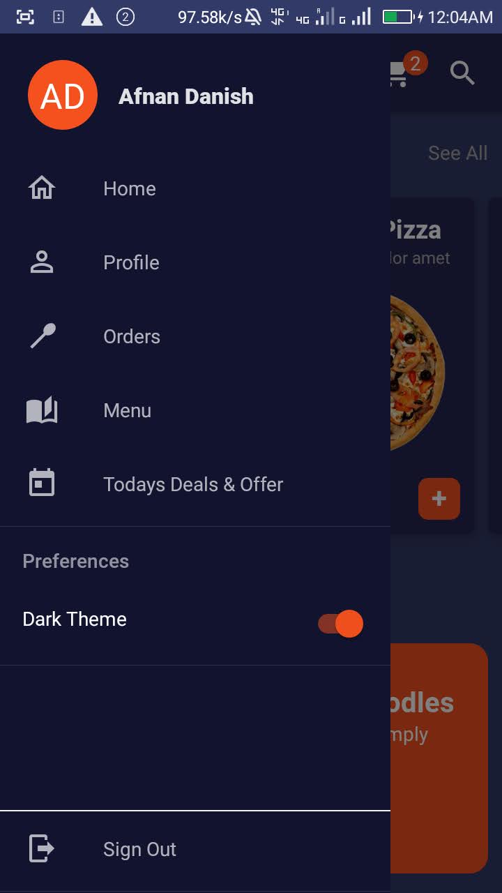 Menu Dark Mode